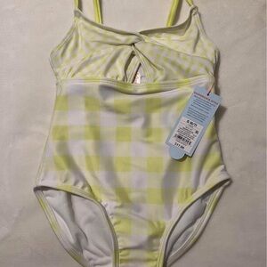 Cat & Jack Yellow and White Kids Swim One Piece